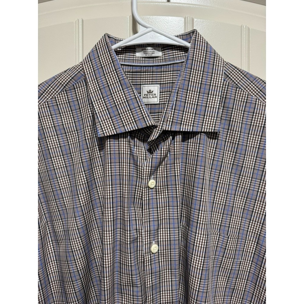 Peter Millar Dress Shirt Mens XL Plaid Cotton Business Office Casual Preppy